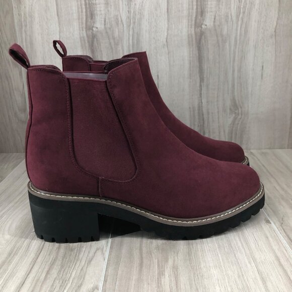 Lane Bryant Ankle Boots Womens 10.5W Burgundy Slip On Chelsea Booties - Picture 1 of 10